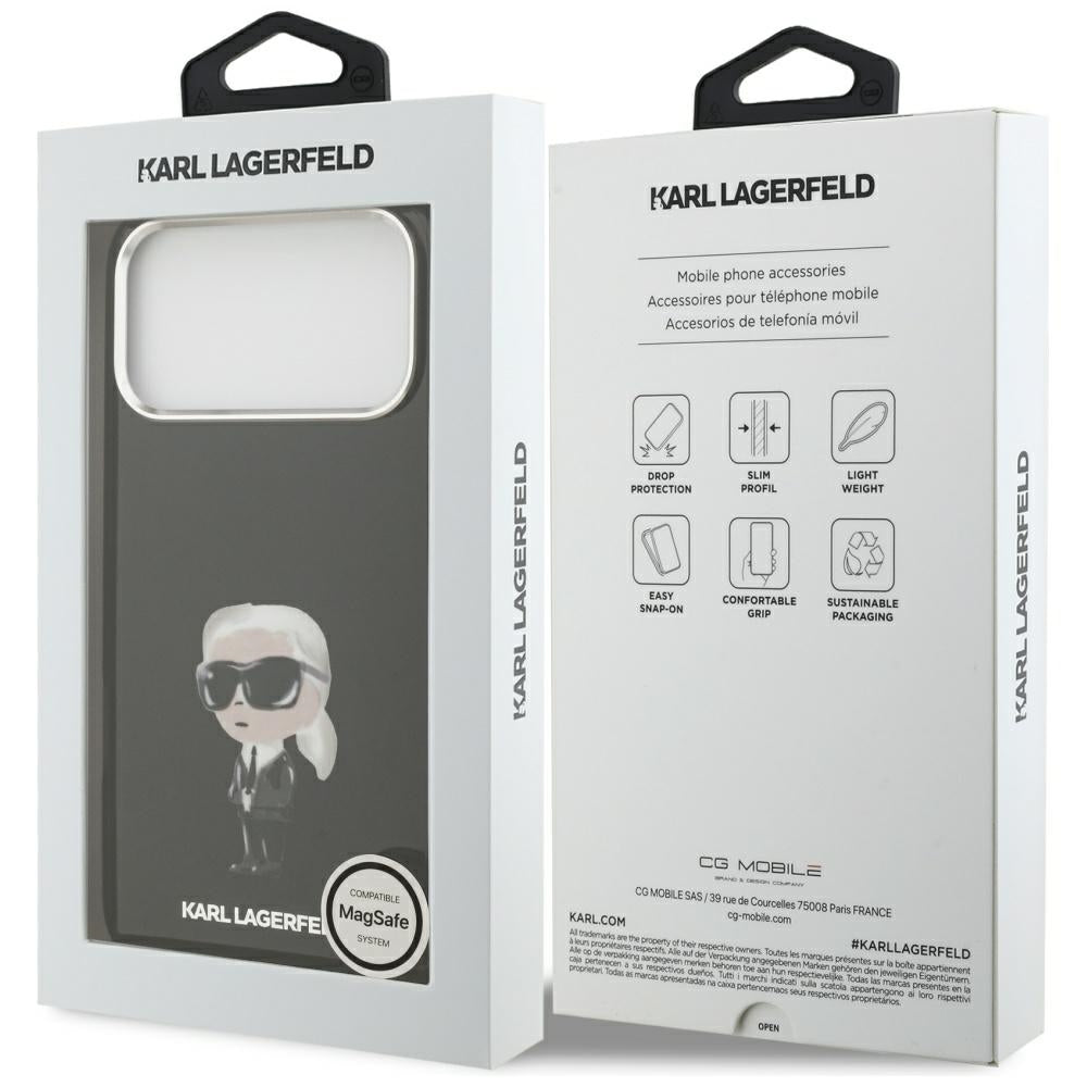 Futrola MagSafe za Apple iPhone 17 Pro Max, Karl Lagerfeld, IML Aquarelle Karl Ikonik, Crna