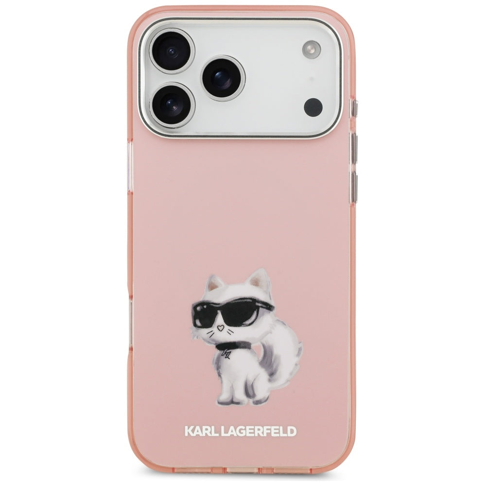 Futrola MagSafe za Apple iPhone 17 Pro Max, Karl Lagerfeld, IML Aquarelle Logo Choupette, Roza
