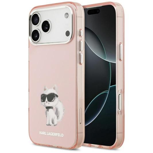 Futrola MagSafe za Apple iPhone 17 Pro Max, Karl Lagerfeld, IML Aquarelle Logo Choupette, Roza