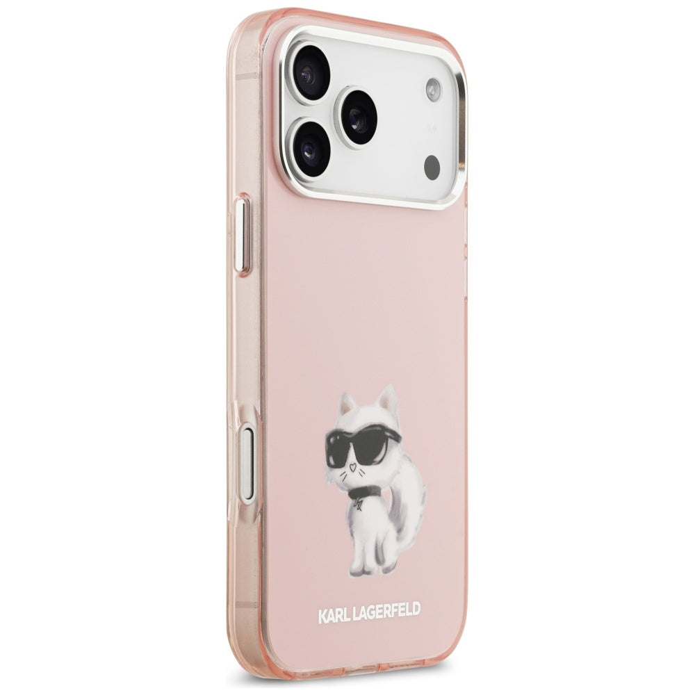 Futrola MagSafe za Apple iPhone 17 Pro Max, Karl Lagerfeld, IML Aquarelle Logo Choupette, Roza