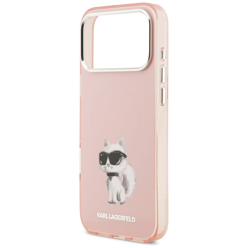 Futrola MagSafe za Apple iPhone 17 Pro Max, Karl Lagerfeld, IML Aquarelle Logo Choupette, Roza