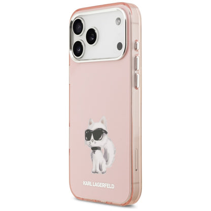 Futrola MagSafe za Apple iPhone 17 Pro Max, Karl Lagerfeld, IML Aquarelle Logo Choupette, Roza