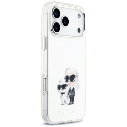 Futrola MagSafe za Apple iPhone 17 Pro Max, Karl Lagerfeld, IML Aquarelle Logo Karl & Choupette, Bijela