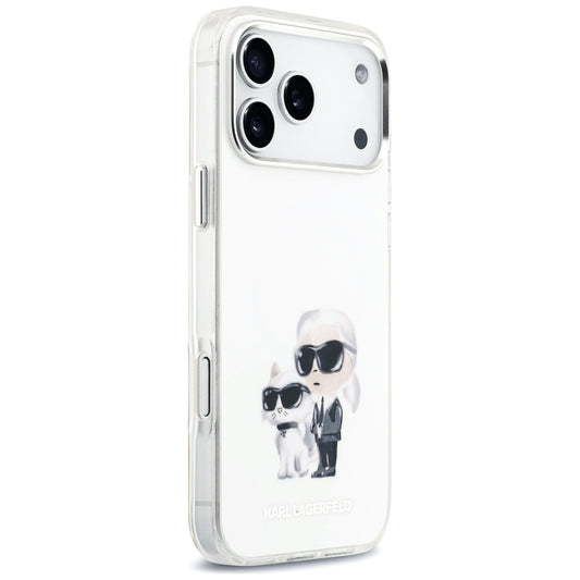 Futrola MagSafe za Apple iPhone 17 Pro Max, Karl Lagerfeld, IML Aquarelle Logo Karl & Choupette, Bijela