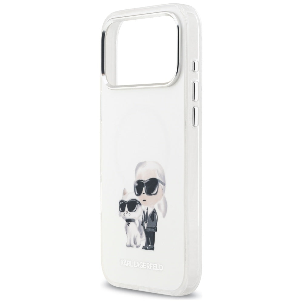 Futrola MagSafe za Apple iPhone 17 Pro Max, Karl Lagerfeld, IML Aquarelle Logo Karl & Choupette, Bijela
