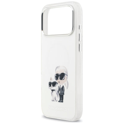Futrola MagSafe za Apple iPhone 17 Pro Max, Karl Lagerfeld, IML Aquarelle Logo Karl & Choupette, Bijela