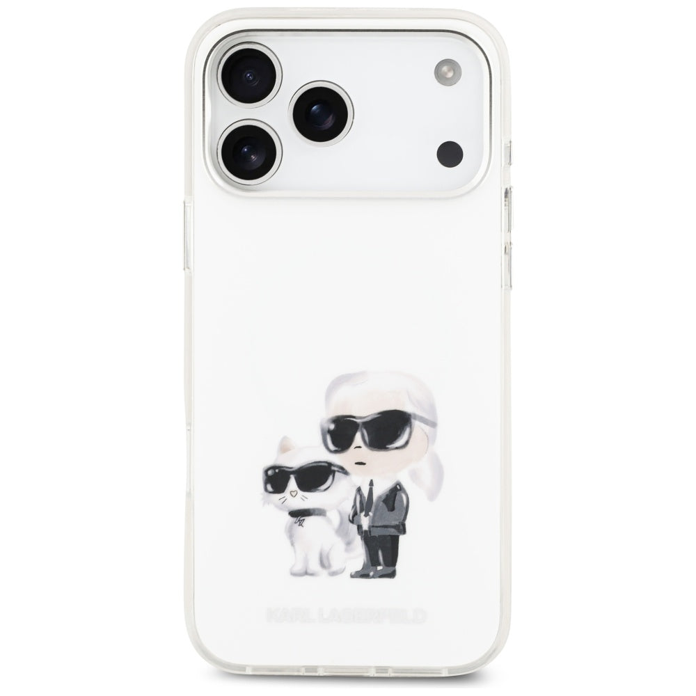 Futrola MagSafe za Apple iPhone 17 Pro Max, Karl Lagerfeld, IML Aquarelle Logo Karl & Choupette, Bijela
