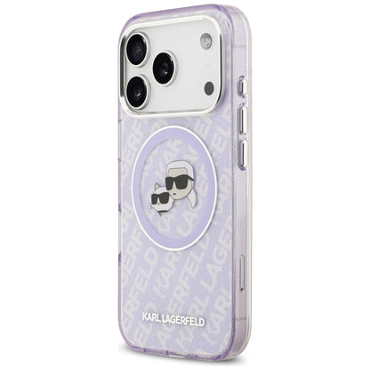 Futrola MagSafe za Apple iPhone 17 Pro Max, Karl Lagerfeld, IML Glitter Karl & Choupette`s Heads, Ljubičasta
