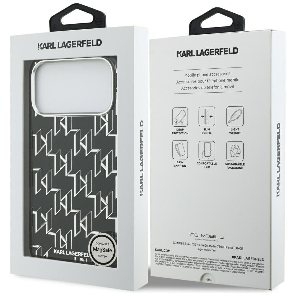 Futrola MagSafe za Apple iPhone 17 Pro Max, Karl Lagerfeld, IML KL Monogram, Crna