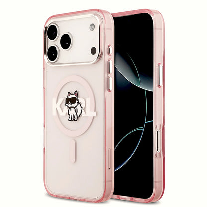 Futrola MagSafe za Apple iPhone 17 Pro Max, Karl Lagerfeld, IML Sketch Logo Choupette, Roza