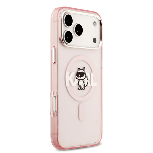 Futrola MagSafe za Apple iPhone 17 Pro Max, Karl Lagerfeld, IML Sketch Logo Choupette, Roza