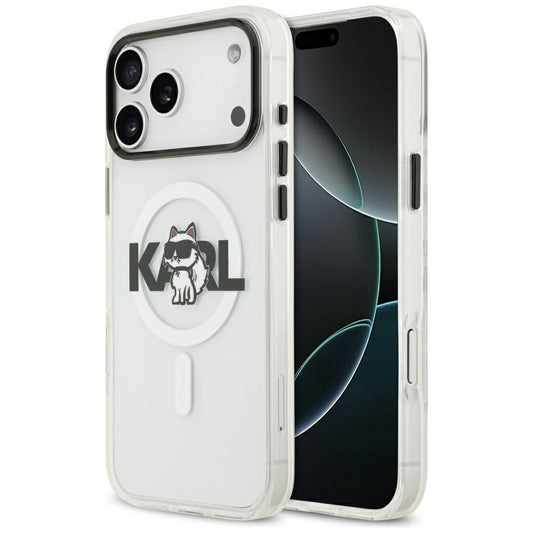 Futrola MagSafe za Apple iPhone 17 Pro Max, Karl Lagerfeld, IML Sketch Logo Choupette, Prozirna
