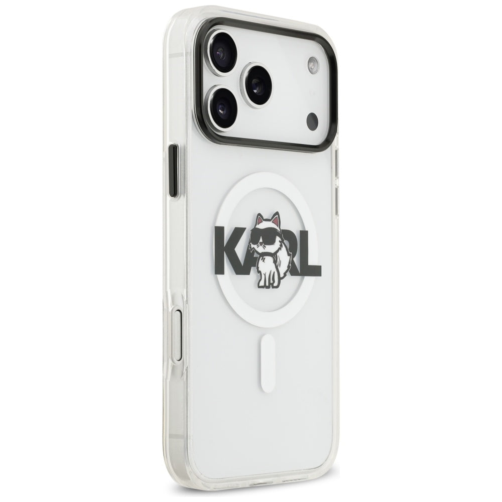 Futrola MagSafe za Apple iPhone 17 Pro Max, Karl Lagerfeld, IML Sketch Logo Choupette, Prozirna