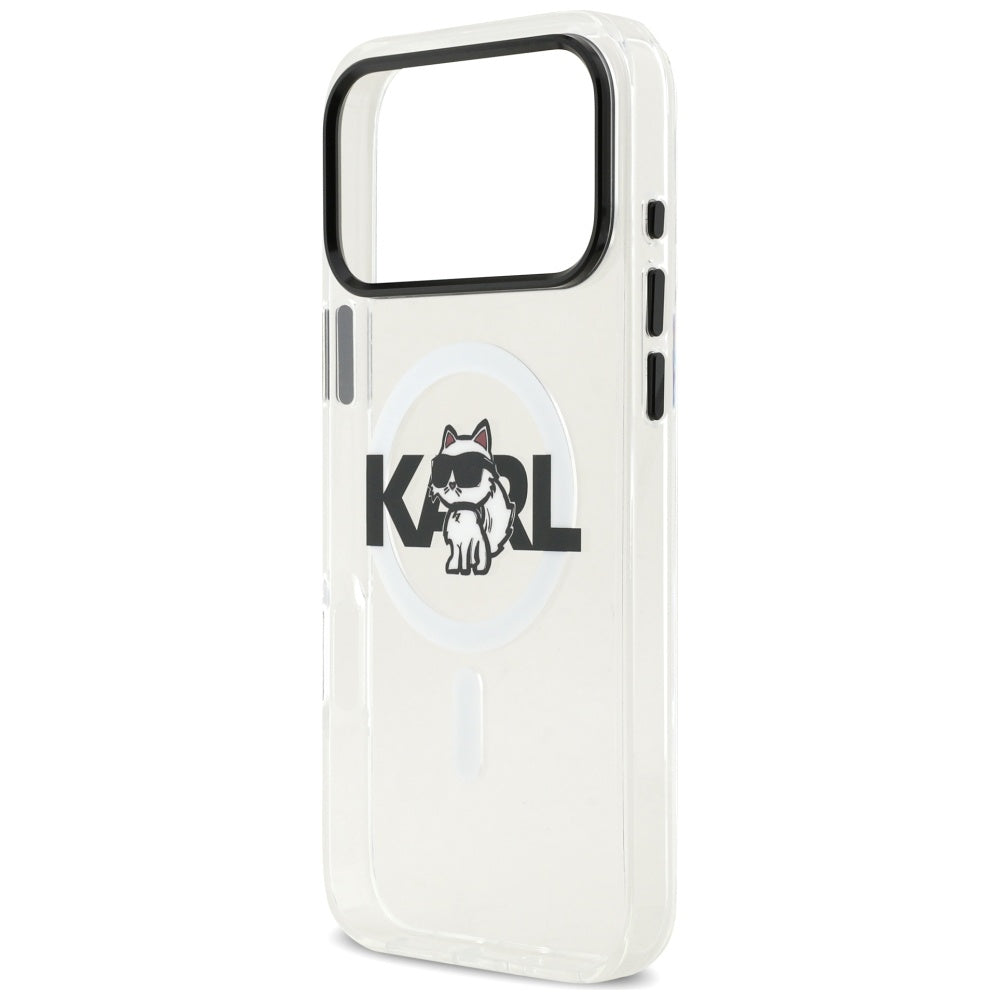 Futrola MagSafe za Apple iPhone 17 Pro Max, Karl Lagerfeld, IML Sketch Logo Choupette, Prozirna