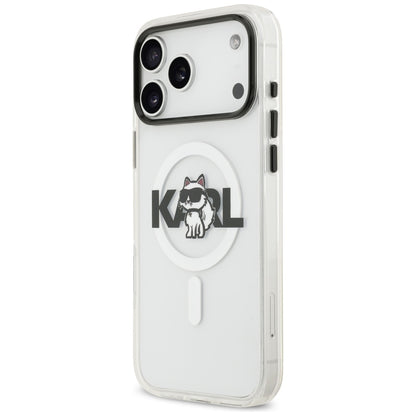 Futrola MagSafe za Apple iPhone 17 Pro Max, Karl Lagerfeld, IML Sketch Logo Choupette, Prozirna