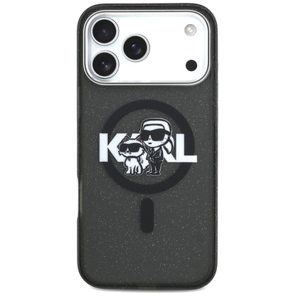 Futrola MagSafe za Apple iPhone 17 Pro Max, Karl Lagerfeld, IML Sketch Logo Glitter Karl & Choupette, Crna