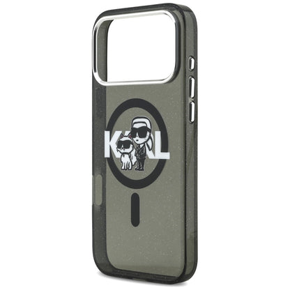 Futrola MagSafe za Apple iPhone 17 Pro Max, Karl Lagerfeld, IML Sketch Logo Glitter Karl & Choupette, Crna
