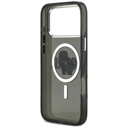 Futrola MagSafe za Apple iPhone 17 Pro Max, Karl Lagerfeld, IML Sketch Logo Glitter Karl & Choupette, Crna