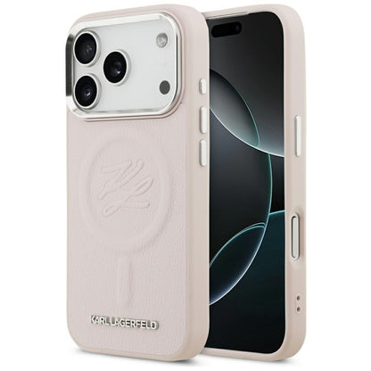 Futrola MagSafe za Apple iPhone 17 Pro Max, Karl Lagerfeld, Initial & Metal Logo, Roza