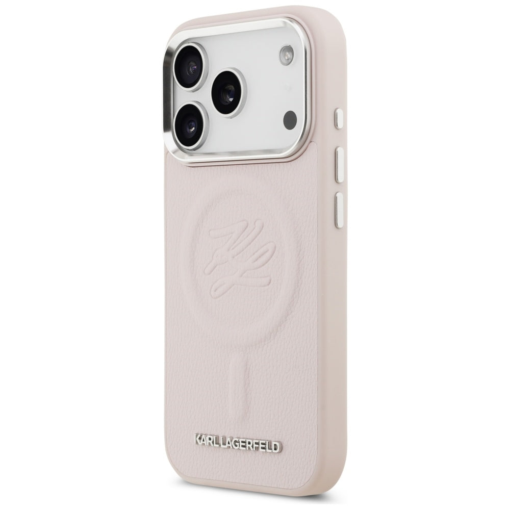 Futrola MagSafe za Apple iPhone 17 Pro Max, Karl Lagerfeld, Initial & Metal Logo, Roza