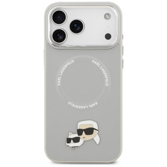 Husa MagSafe pentru Apple iPhone 17 Pro Max, Karl Lagerfeld, Karl & Choupette Pins, Gri