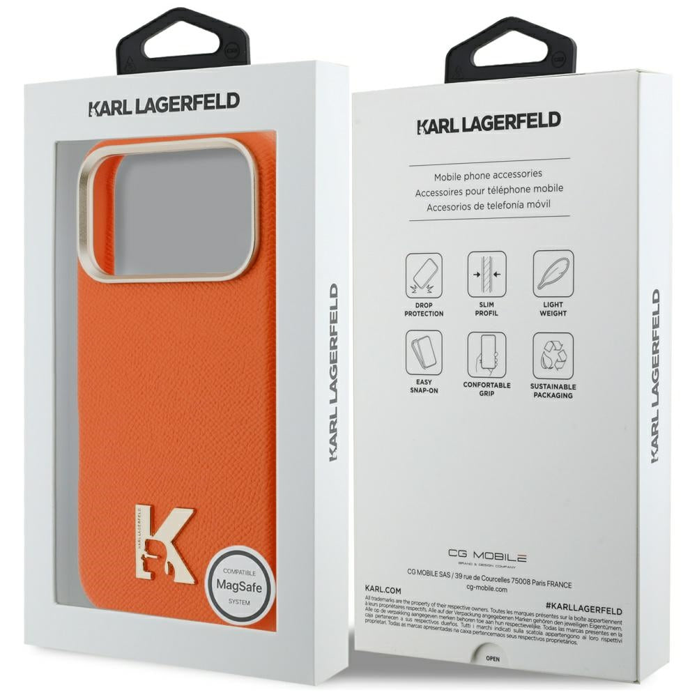 Futrola MagSafe za Apple iPhone 17 Pro Max, Karl Lagerfeld, Karl Head Logo, Narančasta