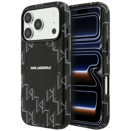 Futrola MagSafe za Apple iPhone 17 Pro Max, Karl Lagerfeld, KL Monogram Logo, Crna