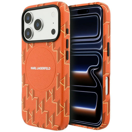 Futrola MagSafe za Apple iPhone 17 Pro Max, Karl Lagerfeld, KL Monogram Logo, Narančasta