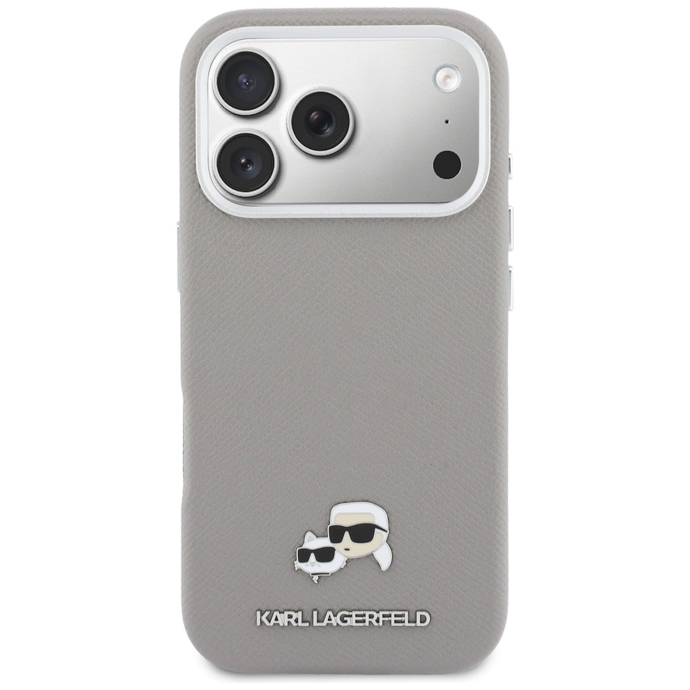 MagSafe futrola za Apple iPhone 17 Pro Max, Karl Lagerfeld, Saffiano Karl & Choupette Pins, Siva