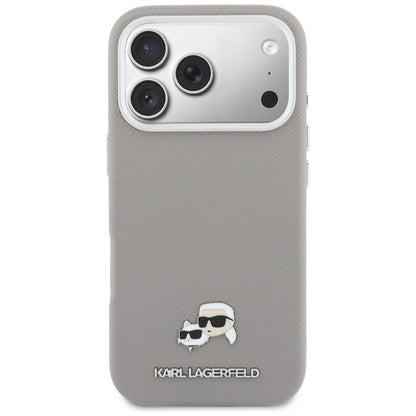 MagSafe futrola za Apple iPhone 17 Pro Max, Karl Lagerfeld, Saffiano Karl & Choupette Pins, Siva