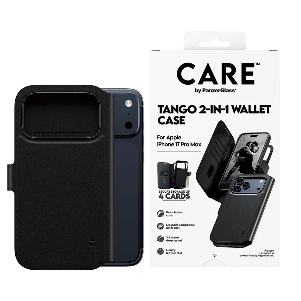 Futrola MagSafe za Apple iPhone 17 Pro Max, PanzerGlass, Care Feature Tango Two-in-One, Crna