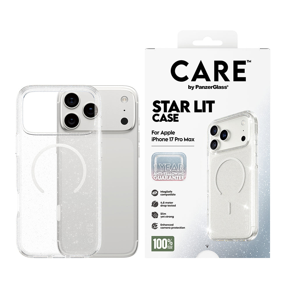 Futrola MagSafe za Apple iPhone 17 Pro Max, PanzerGlass, Care Urban Explorer Star Lit, Bijela Prozirna