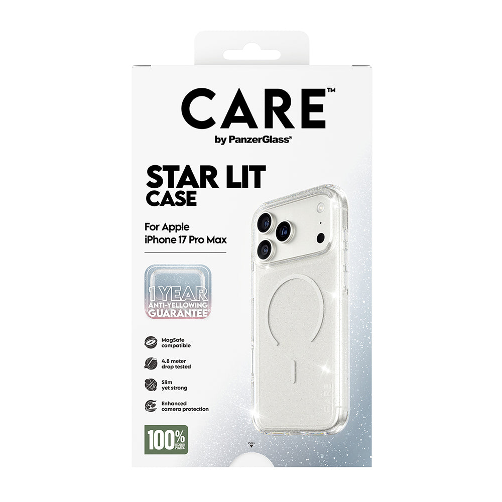 Futrola MagSafe za Apple iPhone 17 Pro Max, PanzerGlass, Care Urban Explorer Star Lit, Bijela Prozirna