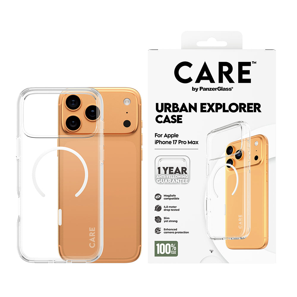 Futrola MagSafe za Apple iPhone 17 Pro Max, PanzerGlass, Care Urban Explorer, Bijela Prozirnost
