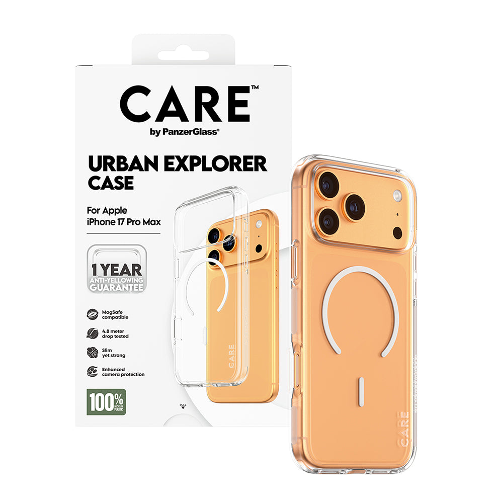 Futrola MagSafe za Apple iPhone 17 Pro Max, PanzerGlass, Care Urban Explorer, Bijela Prozirnost