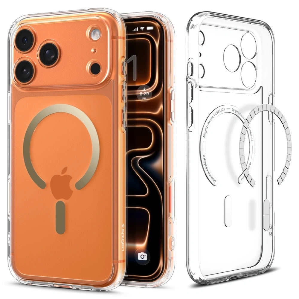 Futrola MagSafe za Apple iPhone 17 Pro Max, Spigen, Ultra Hybrid, Prozorno Zlatna