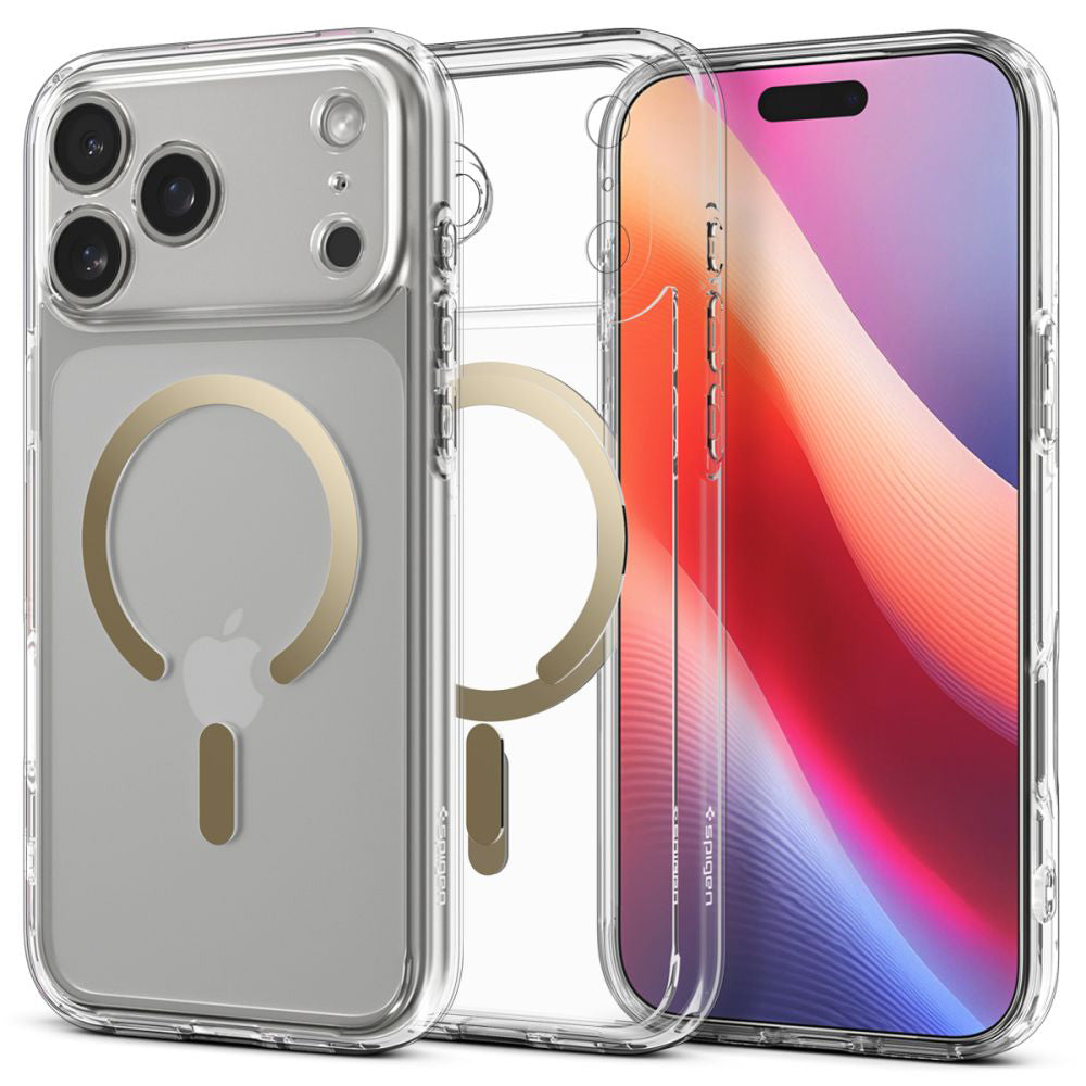 Futrola MagSafe za Apple iPhone 17 Pro Max, Spigen, Ultra Hybrid, Prozorno Zlatna