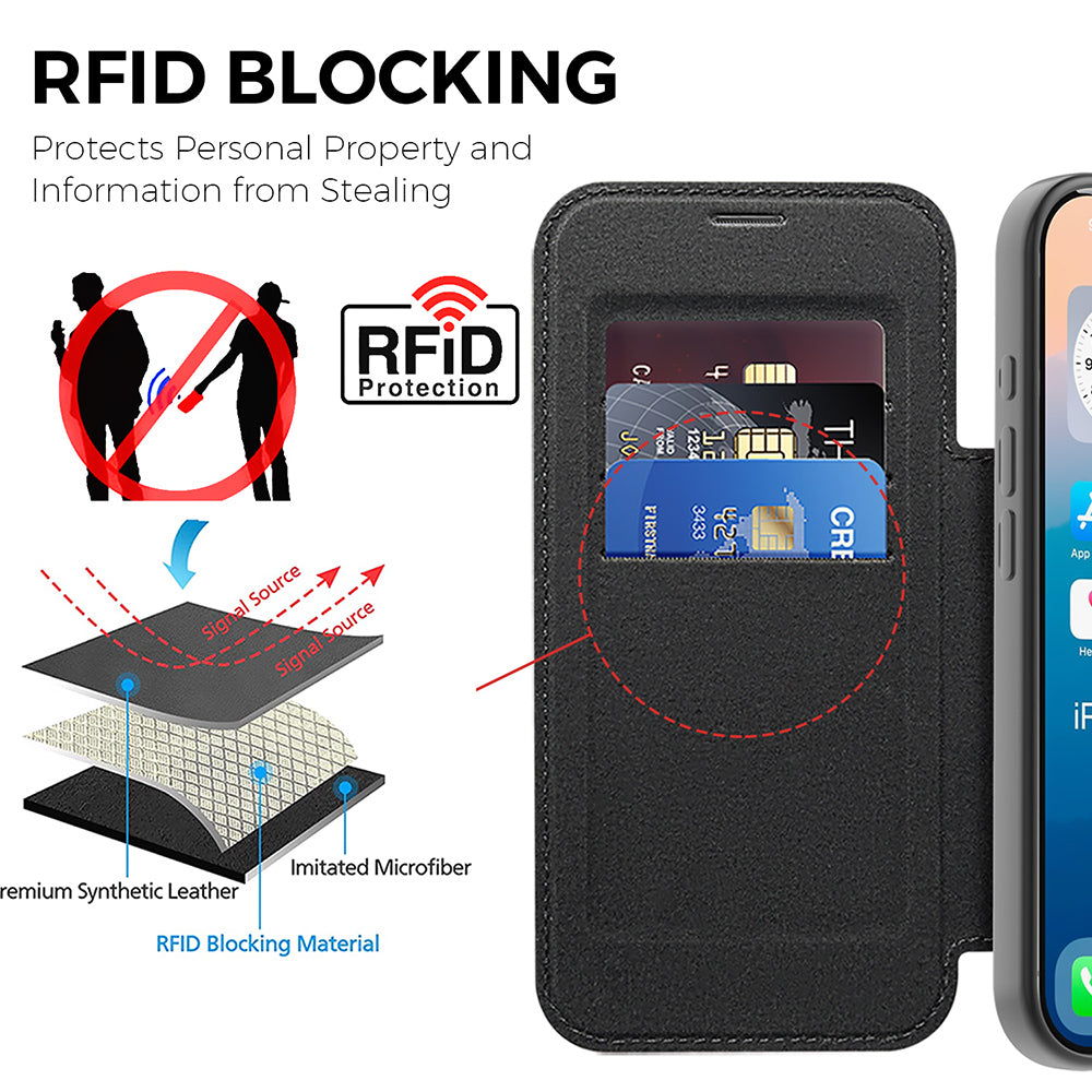 Futrola MagSafe za Apple iPhone 17 Pro Max, Techsuit, SmartMag Book, Smeđa