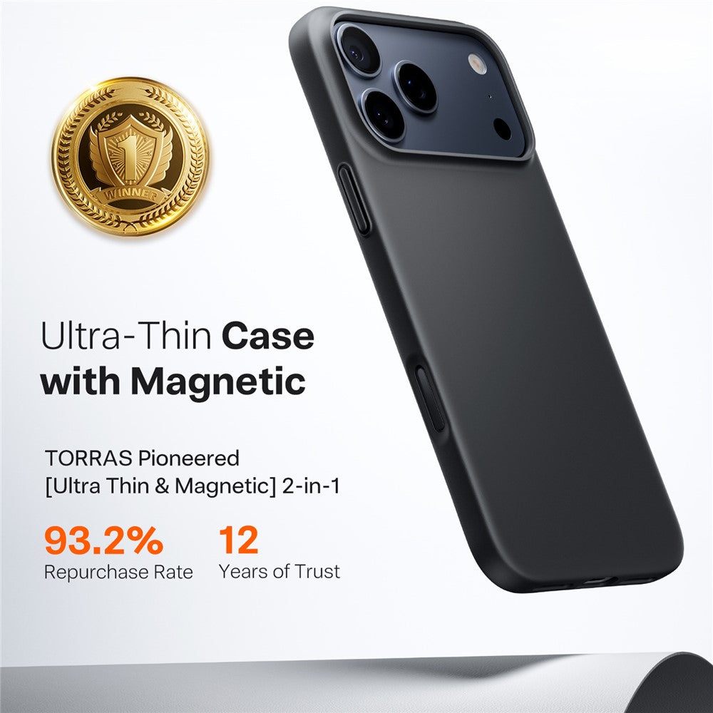 Futrola MagSafe za Apple iPhone 17 Pro Max, Torras, SlimFit, Crna