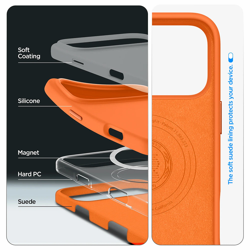 Futrola MagSafe za Apple iPhone 17 Pro, Spigen, Silicone Fit, Narančasta ACS11379