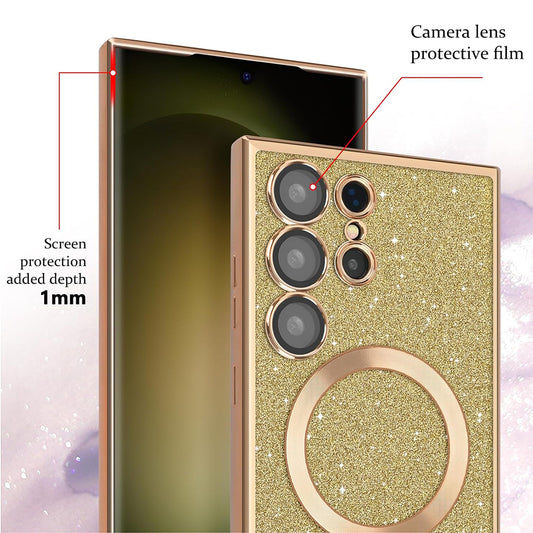 Husa MagSafe za Apple iPhone 17 Pro, Techsuit, Luxury Glitter, Svijetlo zelena