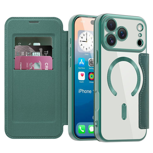 MagSafe futrola za Apple iPhone 17 Pro, Techsuit, SmartMag Book, Zelena