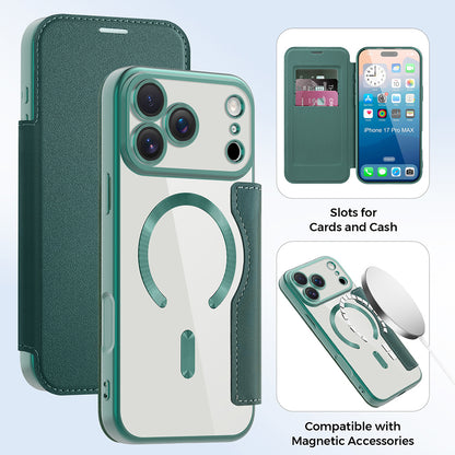 MagSafe futrola za Apple iPhone 17 Pro, Techsuit, SmartMag Book, Zelena