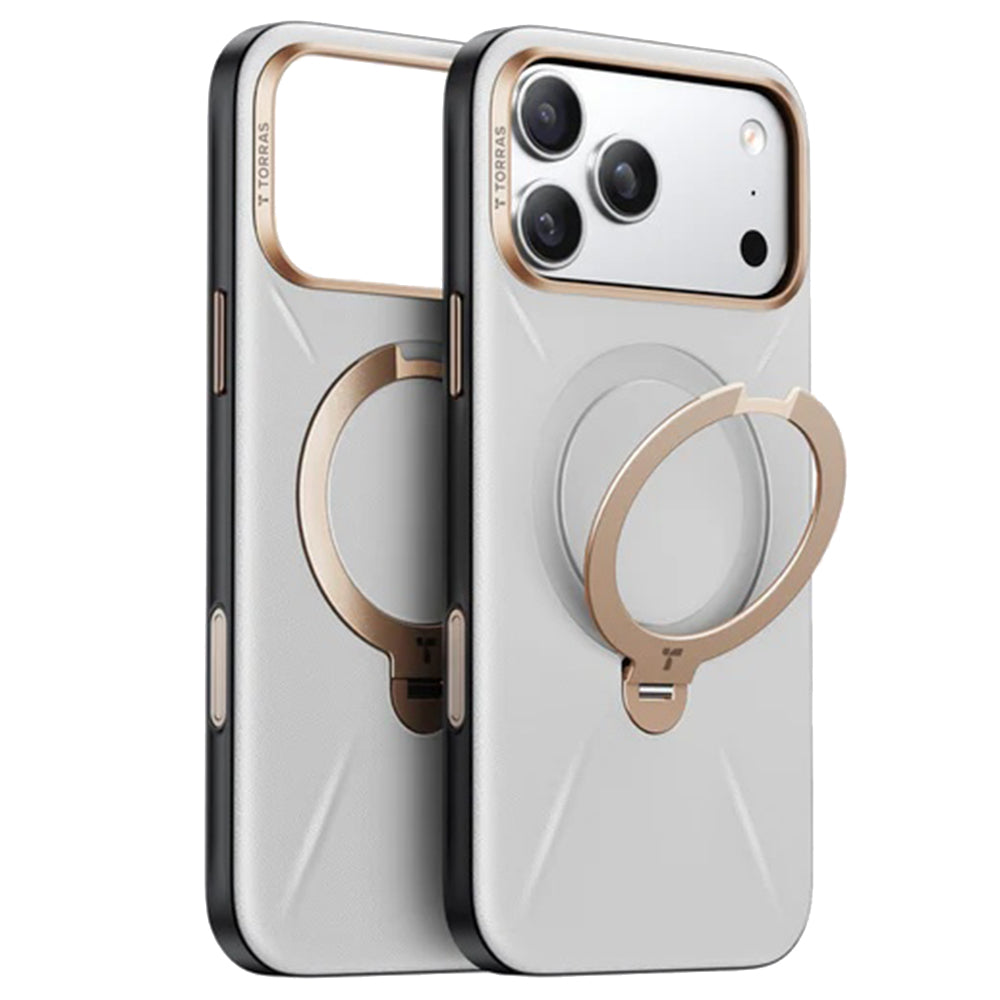MagSafe torbica za Apple iPhone 17 Pro, Torras, QPRO Leather, Siva
