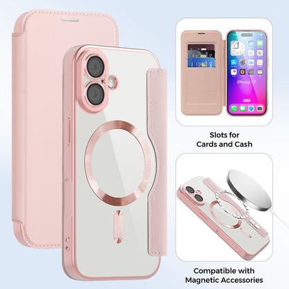 MagSafe futrola za Apple iPhone 17, Techsuit, SmartMag Book, Roza