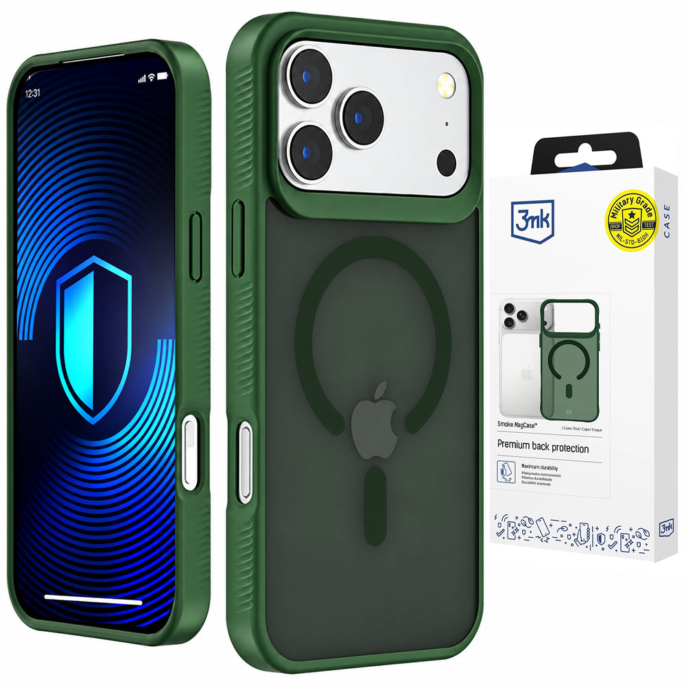 MagSafe maska za Apple iPhone 18 Pro / 17 Pro, 3MK, Smoke MagCase, zelena