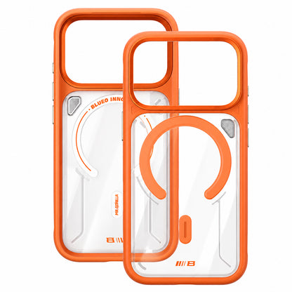 MagSafe maska za Apple iPhone 18 Pro / 17 Pro, Blueo, stalak za odvođenje topline, prozirna satenska narančasta
