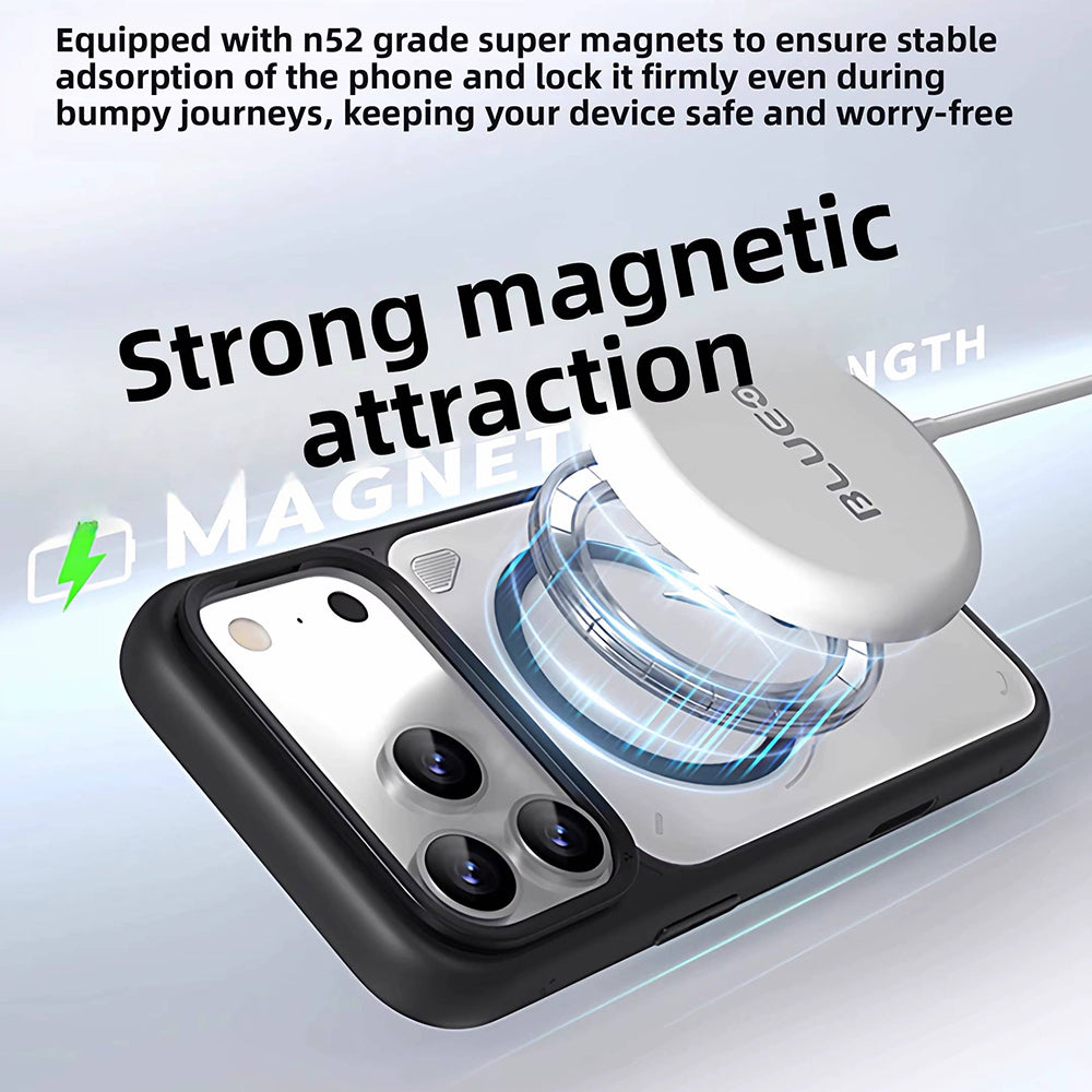 MagSafe maska za Apple iPhone 18 Pro / 17 Pro, Blueo, stalak za odvođenje topline, prozirna satenska narančasta