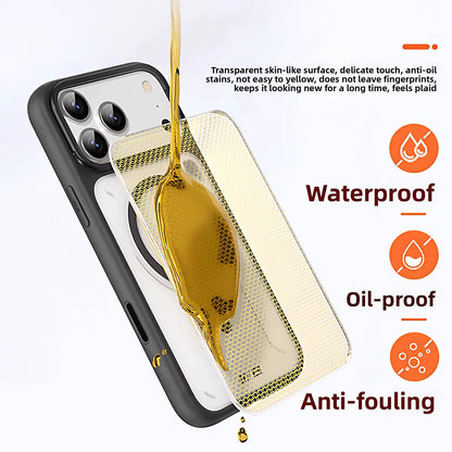 MagSafe maska za Apple iPhone 18 Pro / 17 Pro, Blueo, stalak za odvođenje topline, prozirna satenska narančasta