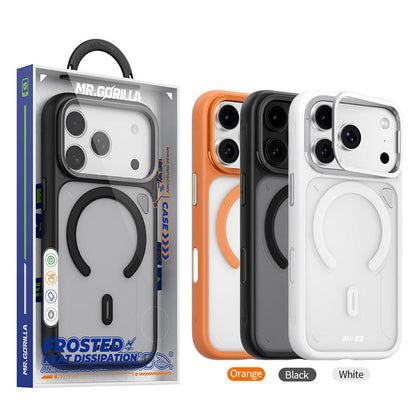 MagSafe maska za Apple iPhone 18 Pro / 17 Pro, Blueo, stalak za odvođenje topline, prozirna satenska narančasta